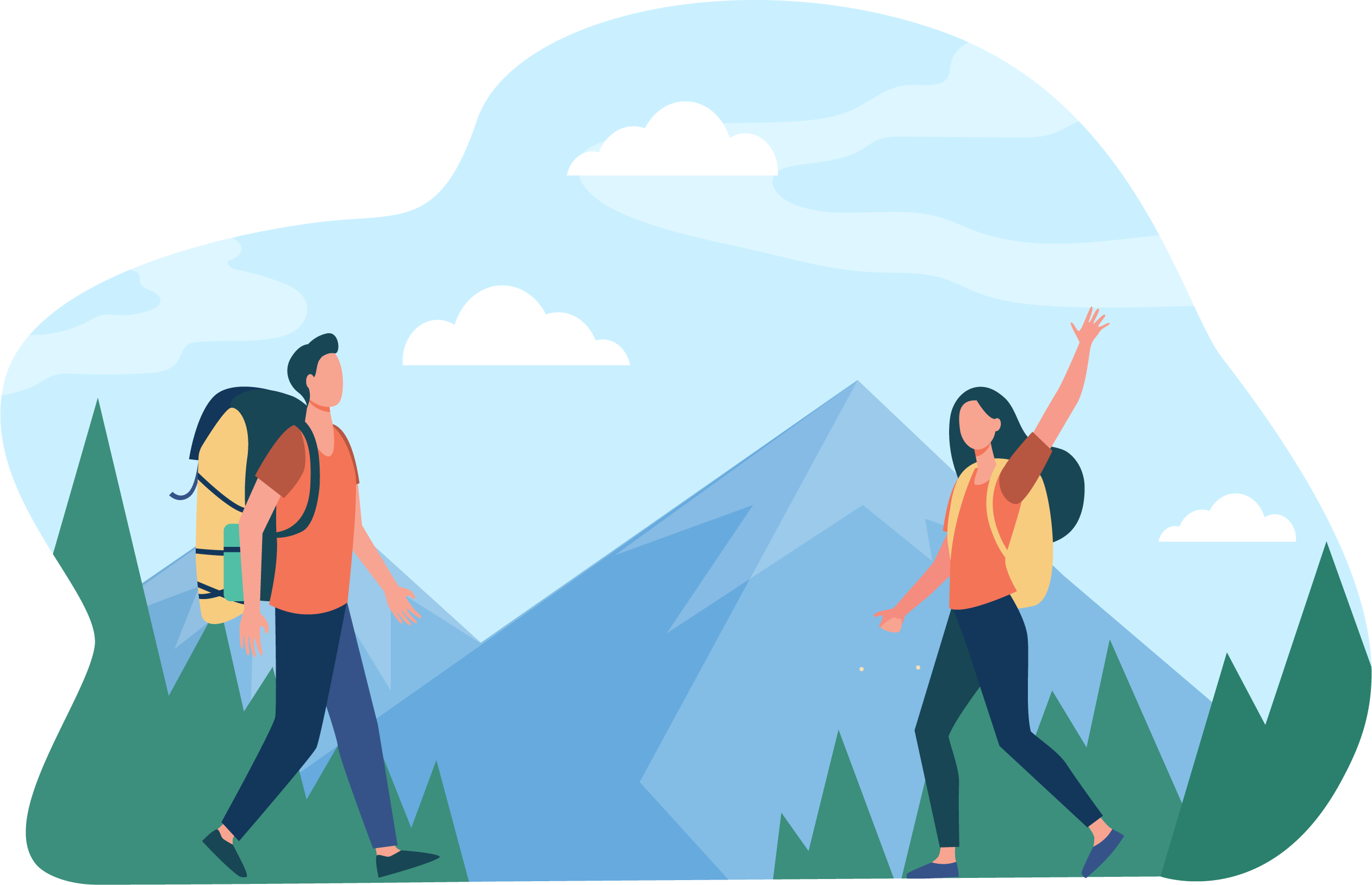 Illustration of hikers walking through Western Australian bushland